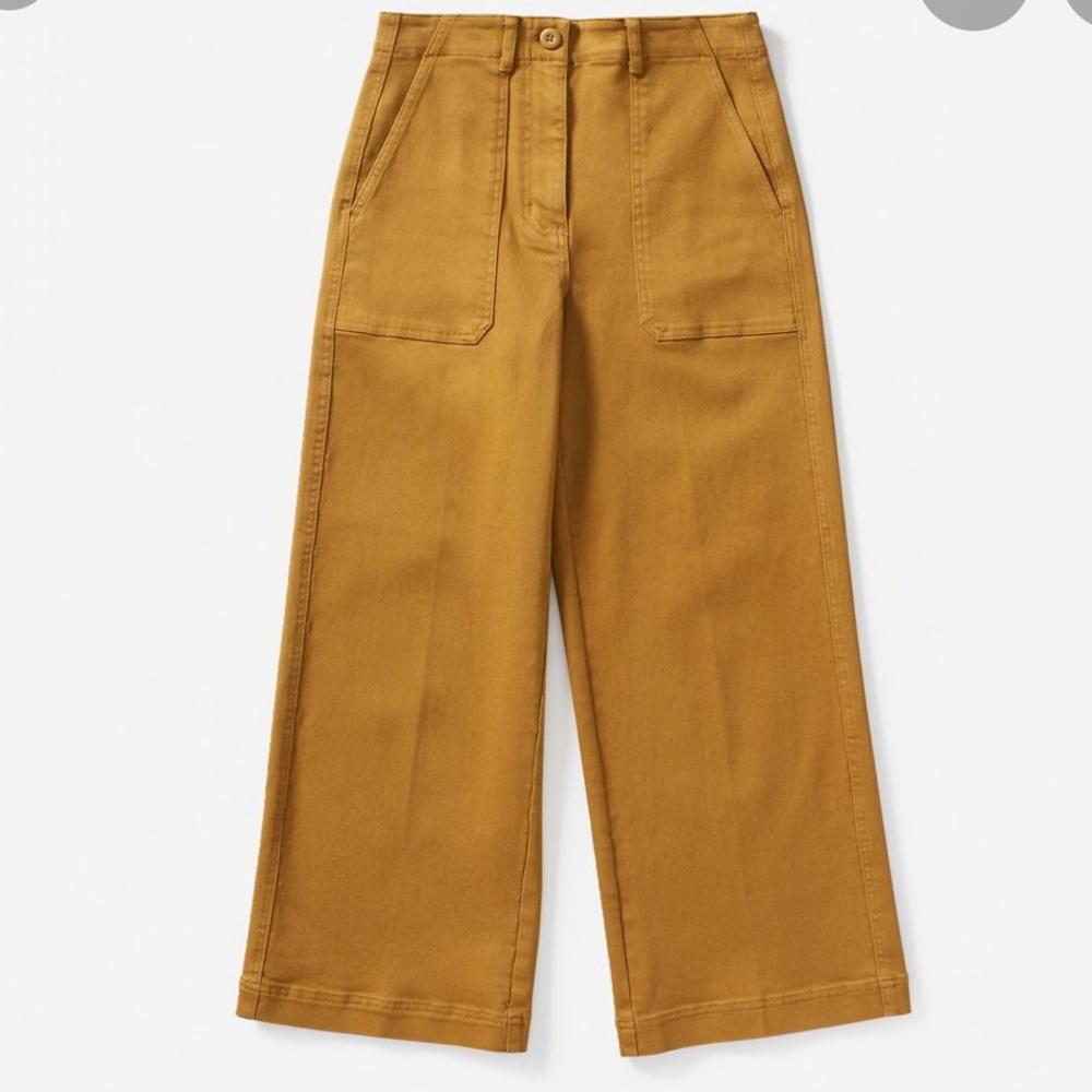 Mustard yellow wide leg cropped pants